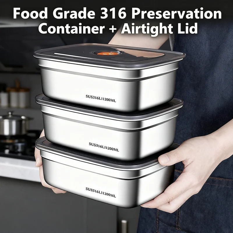 Food Storage Oven Safe - Contenitore per Alimenti in Acciaio Inox