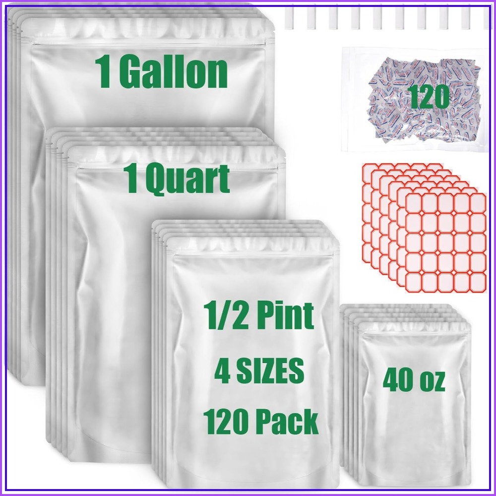 Food Storage Oxygen Absorbers - 120 Sacchetti in Mylar per Conservazione