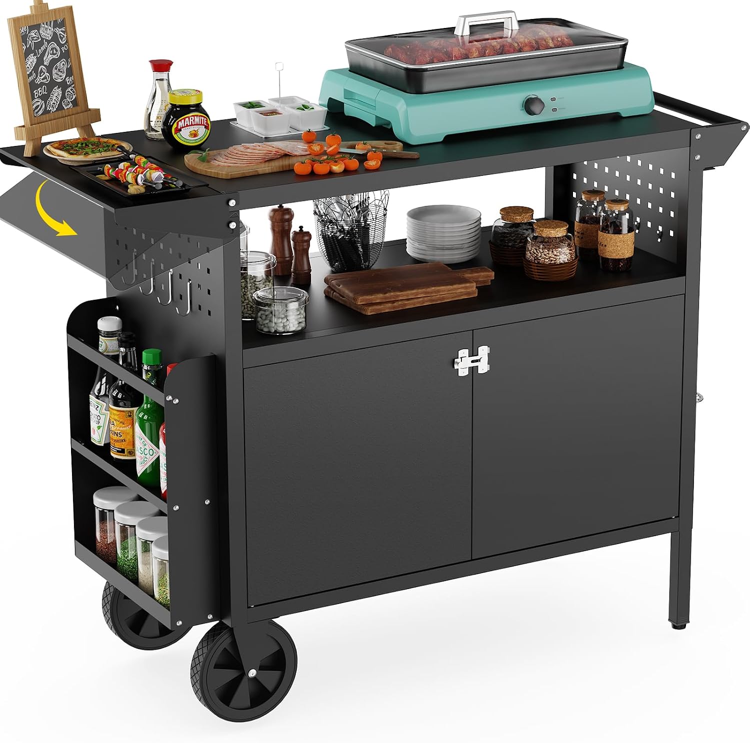 Food Storage Camping - Carrello da esterno per barbecue con