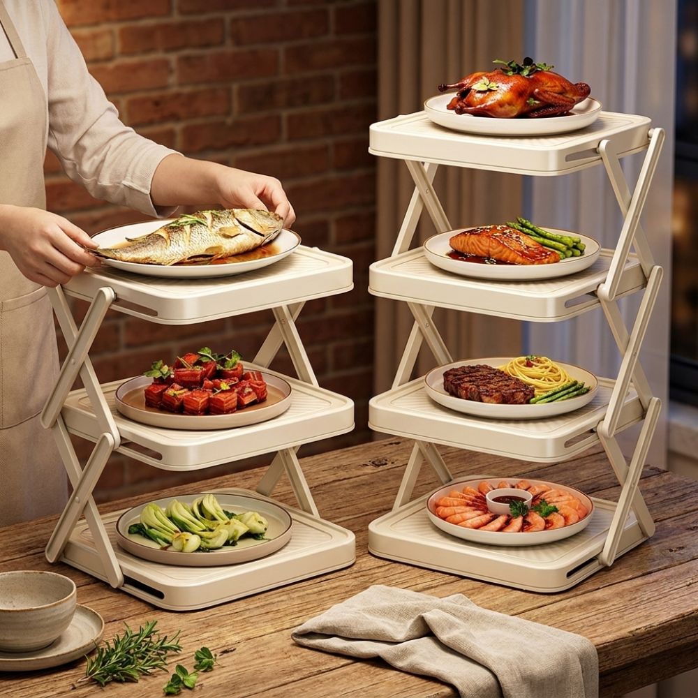 Food Storage And Preparation - Portavivande Pieghevole a 3/4 Livelli, Grande