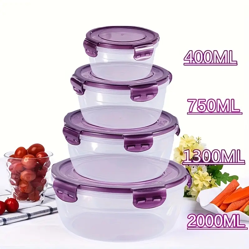 Food Storage Plastic Boxes - 4 Contenitori in Plastica per Alimenti,