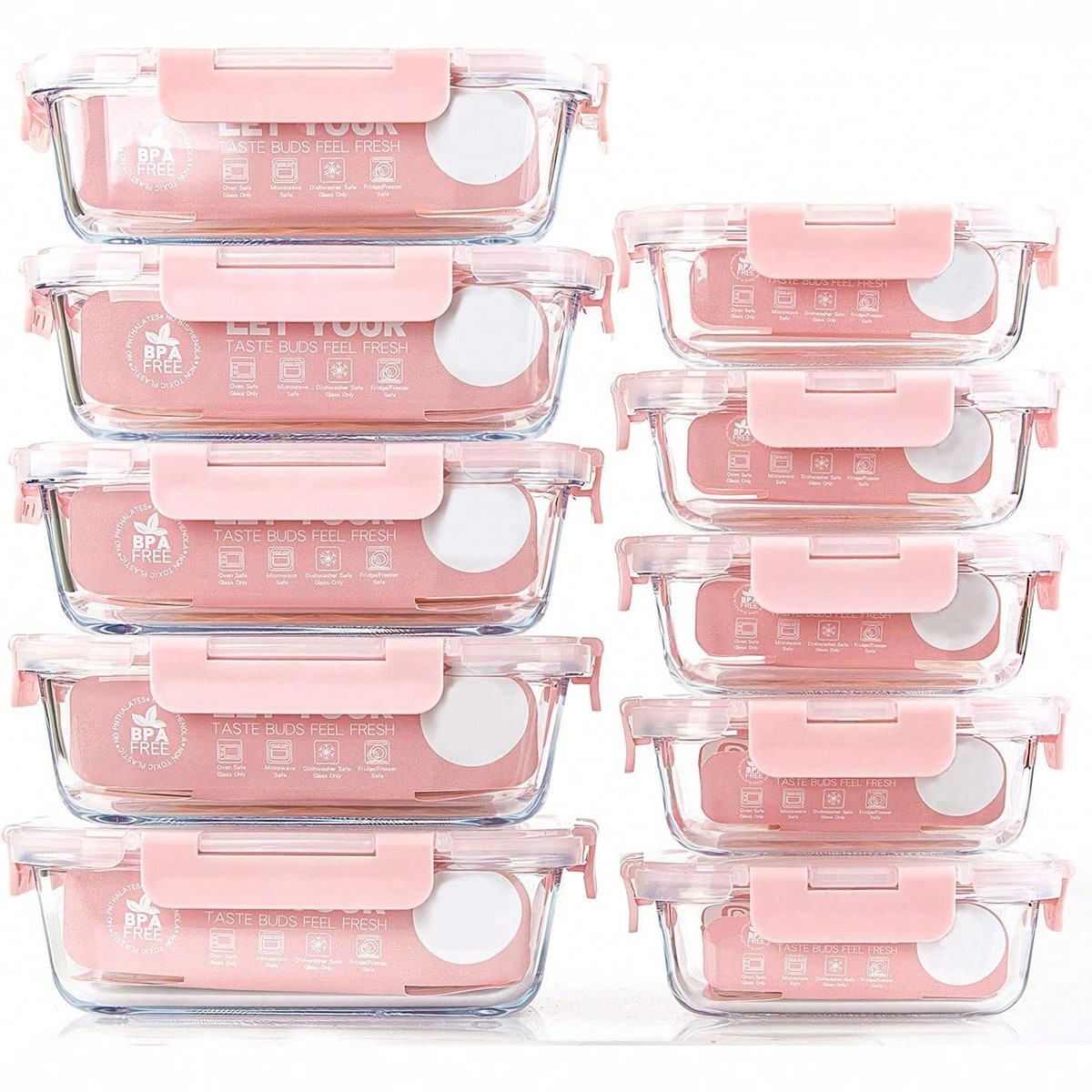 Food Storage Oven Safe - Confezione da 10 contenitori in vetro