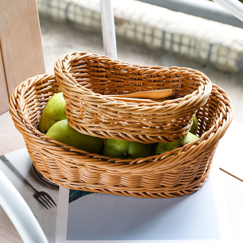 Food Storage Of Plants - Cestino portaoggetti ovale in Rattan intrecciato