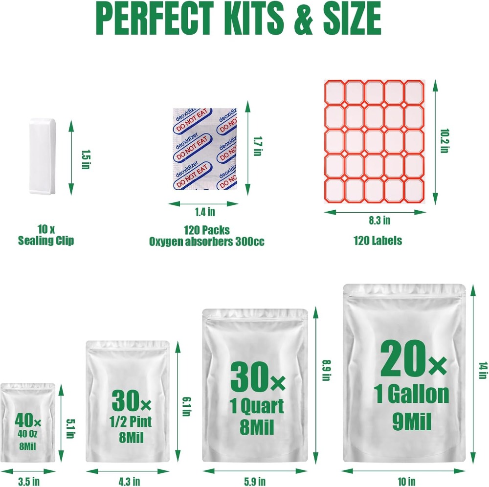 120 Sacchetti in Mylar per Con - Food Storage Oxygen Absorbers recensione e prezzo